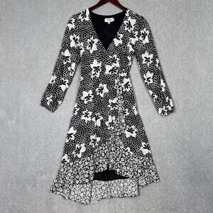 Anthropologie Porridge Black White Floral Amity Wrap Dress Size Small